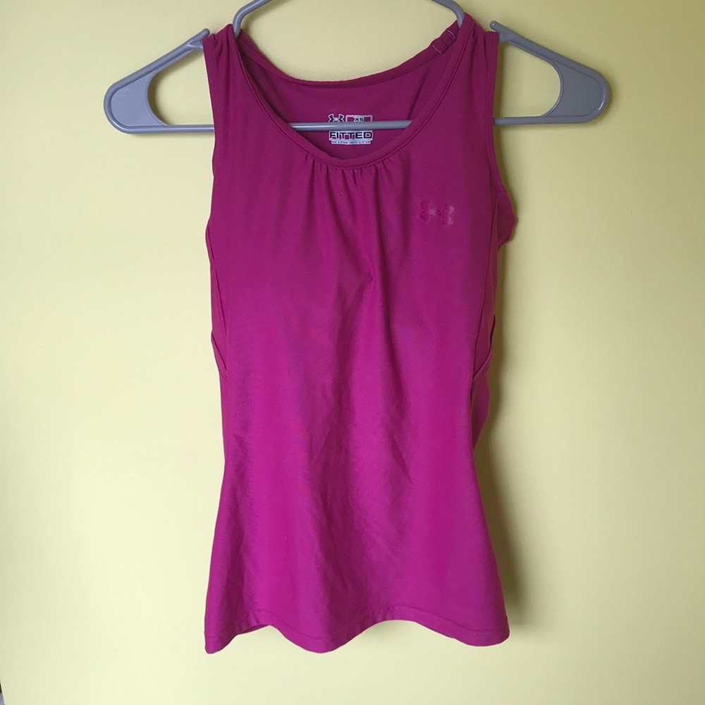 Pink under armor fitted racer back tank top